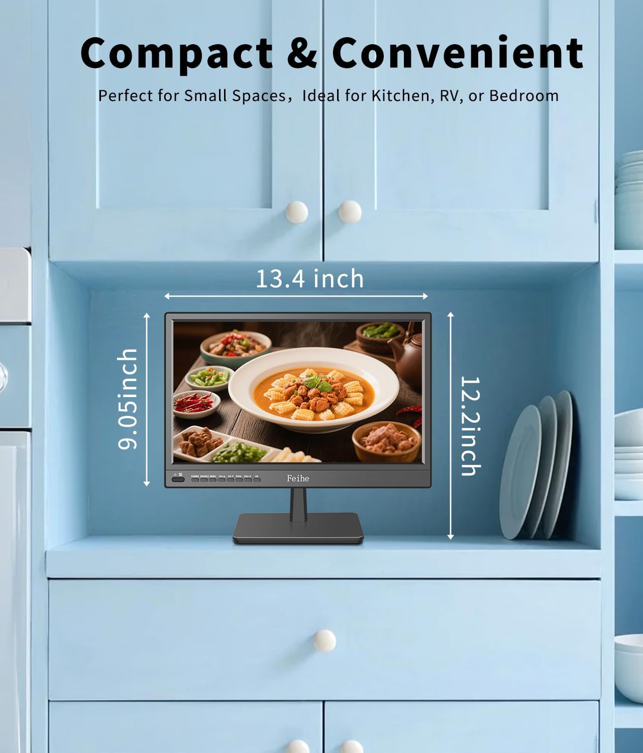 Feihe 17 inch Small Smart TV Built-in Android Operating System, HD Flat Screen Compact Smart Television for Kitchen, Home, RV Camper or On-The-Go Entertainment