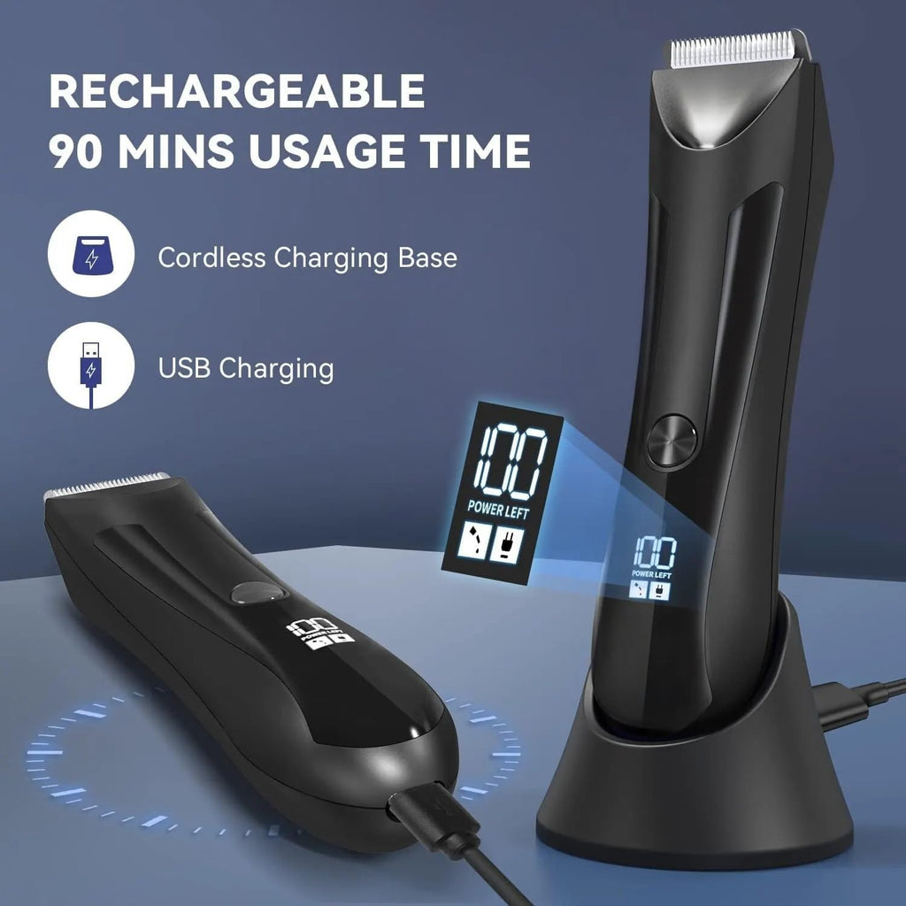 Hair Clippers for Men, Electric Body Hair Trimmer Shaver Waterproof Groin for Men Ball USB Recharge Dock Grooming Kit