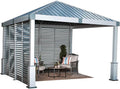 Sojag Outdoor 12' x 12' Nanda Louver Wall Hardtop Gazebo Outdoor Sun Shelter, Light Grey