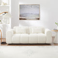 80' Modern Sofa Couch, Comfy Deep Seat Teddy Cloud Sofa, Upholstered 3-Seater Boucle Couch, Oversized Loveseat for Living Room, Bedroom, Office, Apartment(White)