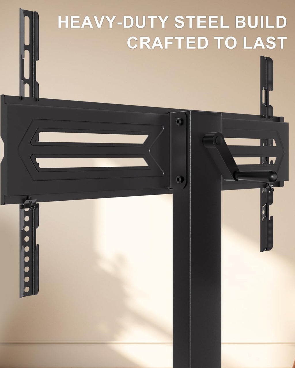WALI Rolling TV Stand with Hand Crank Lift, Mobile Tall Television Stand Mount on Wheels for 30-70' TVs up to 110 lbs, Swivel Height Adjustable TV Cart with Wood Base for Bedroom(TVDVD-7MR), Black