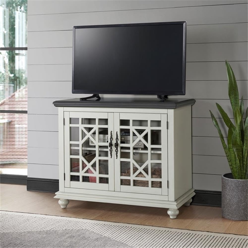 Martin Svensson Home Elegant Small Spaces TV Stand Blue with Coffee Walnut Top