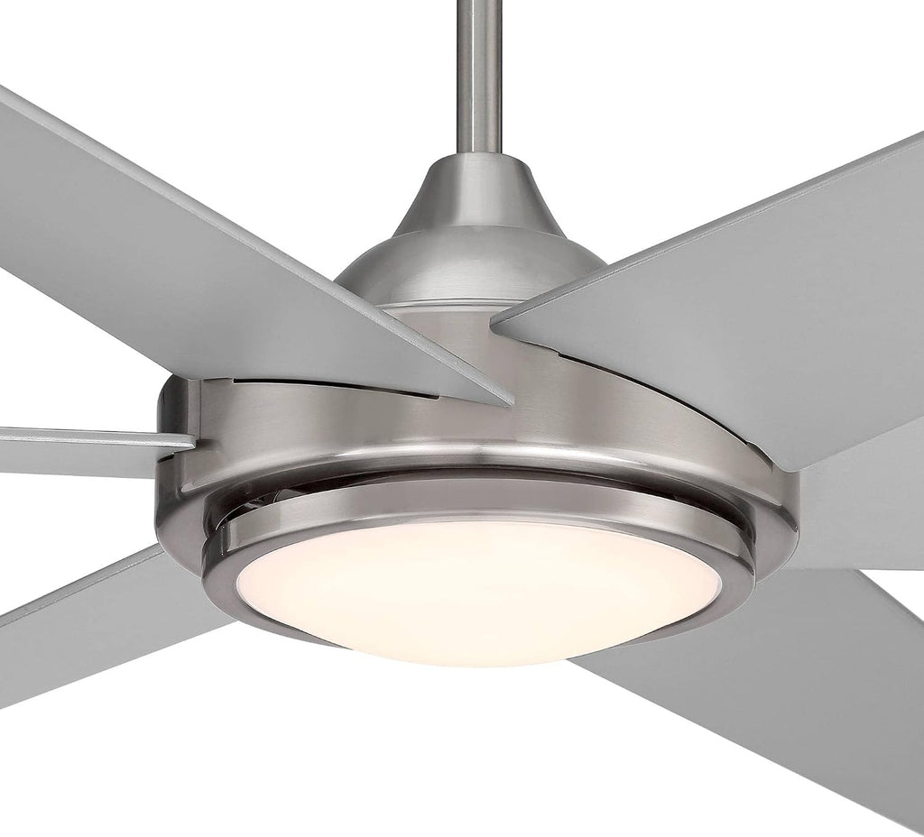 Casa Vieja 56' Estate Modern 6 Blade Indoor Outdoor Ceiling Fan with Light LED Remote Control Brushed Nickel White Diffuser Damp Rated for Patio Exterior House Porch Gazebo Garage