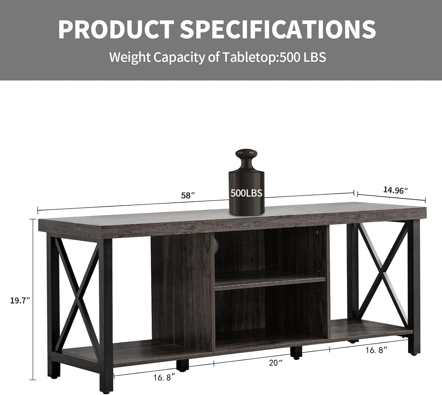 GAZHOME TV Stand for TV up to 65 Inches, TV Cabinet with Open Storage, TV Console Unit with Shelving for Living Room, Entertainment Room, Gray