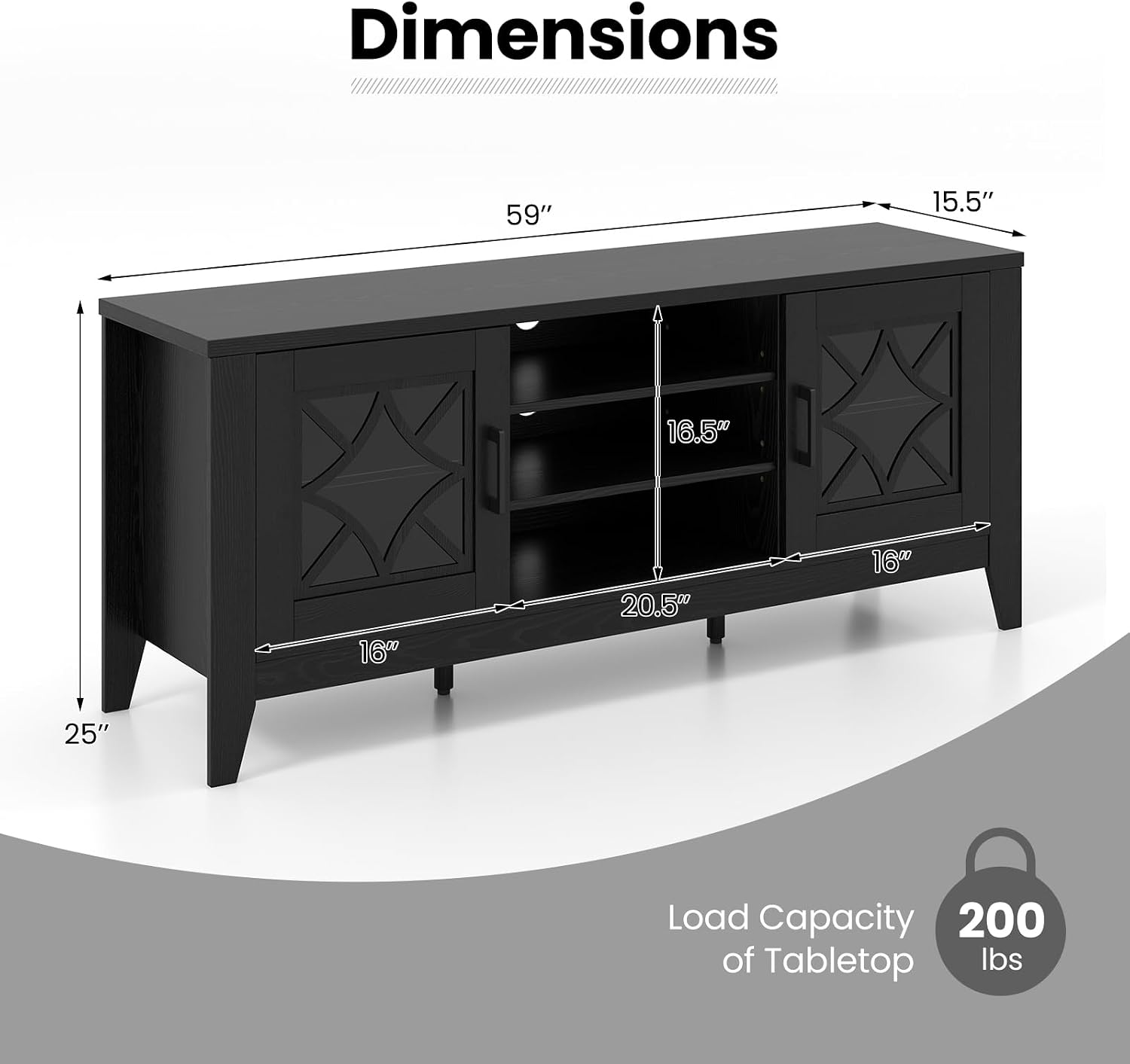 Giantex Farmhouse TV Stand for TVs up to 65', Entertainment Center with 4 Adjustable Storage Shelves & Tempered Glass Doors, Modern TV Console Table for Bedroom, Living Room