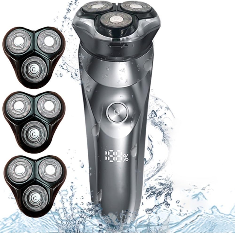 Head Shavers for Bald Men, Electric Shaver For Men Beard Trimmer Machine Shaving Electric Razor Trimmer Beard Shaving Machine With 3 Cutter Heads