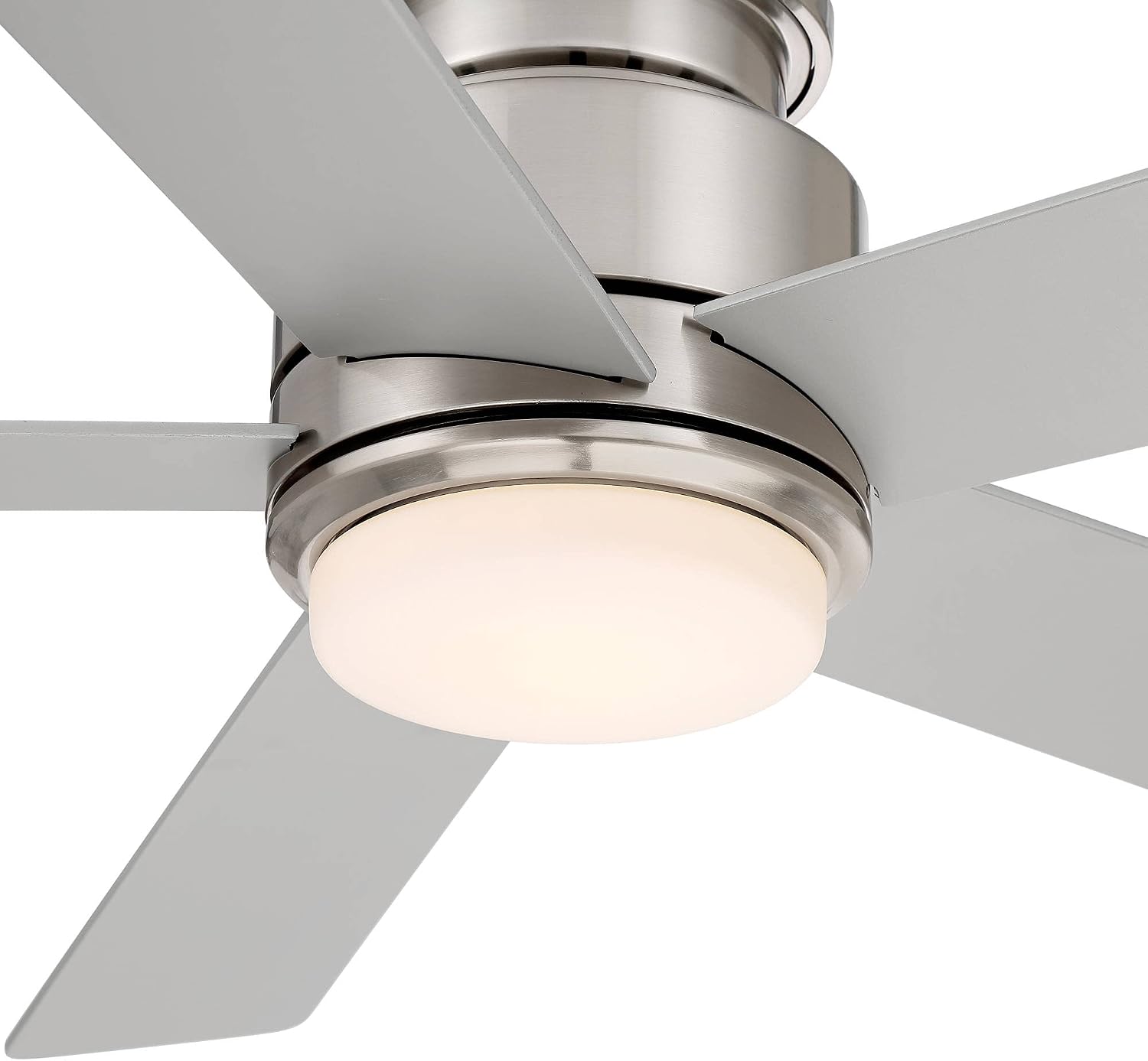 Casa Vieja 52' Grand Palm Modern Outdoor Hugger Ceiling Fan with Dimmable LED Light Remote Control Brushed Nickel White Opal Glass Damp Rated for Patio Exterior House Porch Gazebo Garage