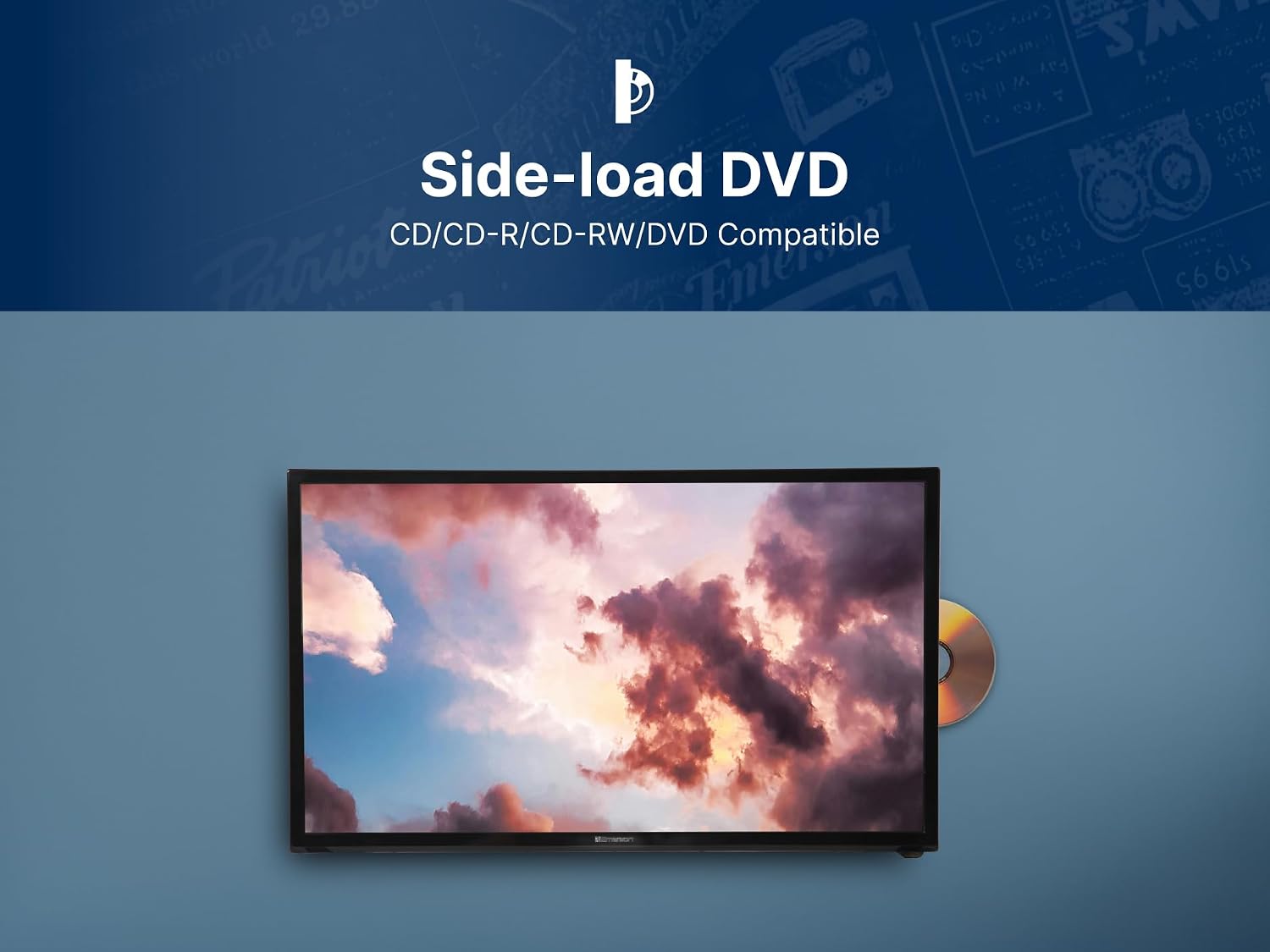 Emerson ESTD-2400 24' Class HD Smart TV with Built-in DVD Player | 720p LED Display, Wi-Fi Streaming, HDMI, USB & RCA Inputs | Space-Saving Design, Wall Mountable, Includes Remote Control