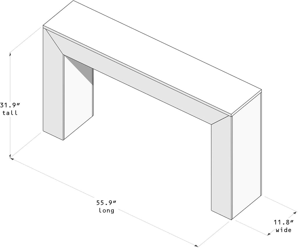 Plank+Beam Grand Console Table, 56 Inch Solid Wood Modern Sofa Table, Narrow Entryway Table for Hallway, Behind The Couch, Living Room, Foyer, Black Wirebrush