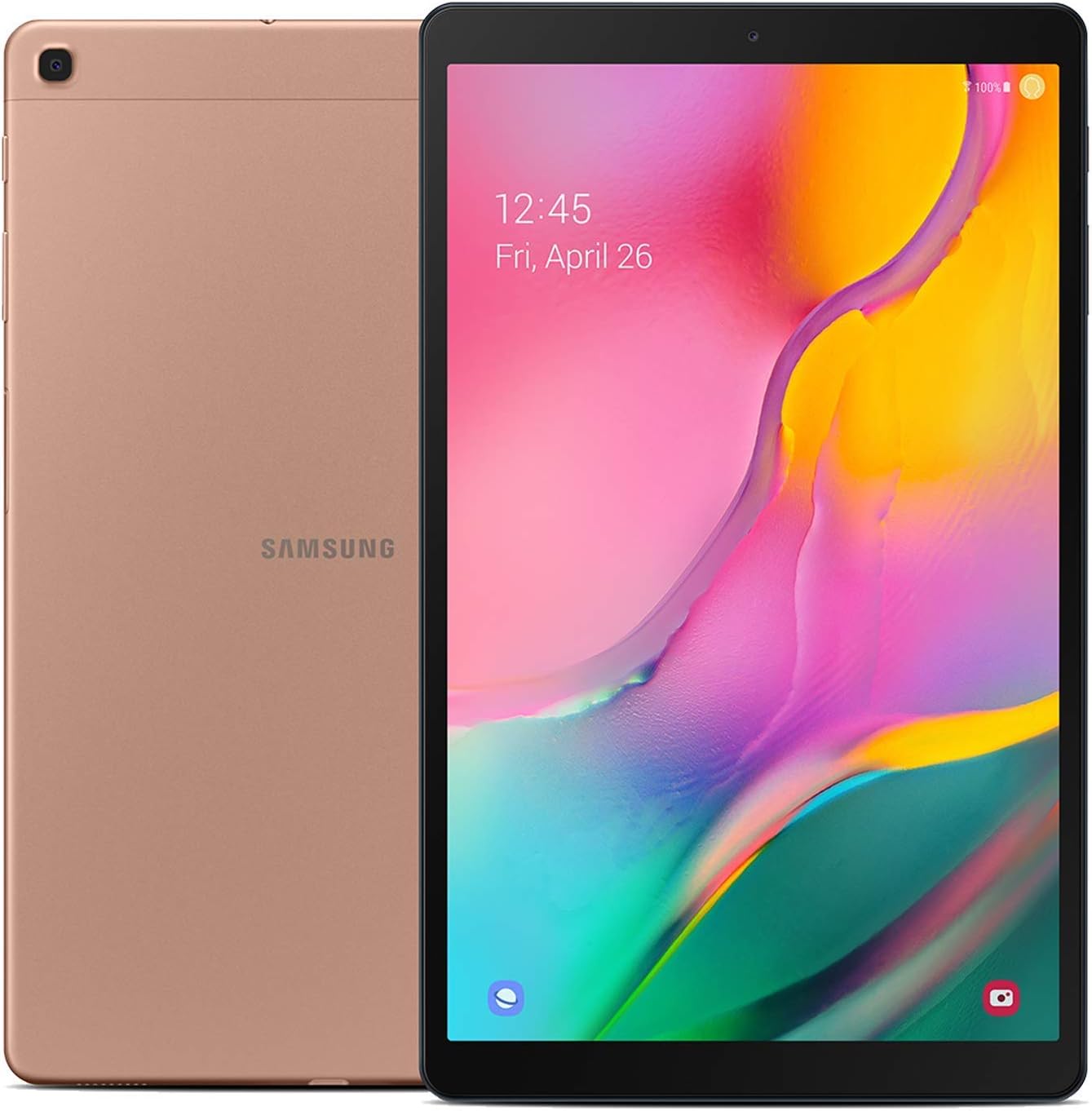 Samsung Galaxy Tab A 10.1' (2019, WiFi + Cellular) Full HD Corner-to-Corner Display, 32GB, Global 4G LTE Tablet & Phone GSM Unlocked SM-T515, International Model (Gold) (Renewed)