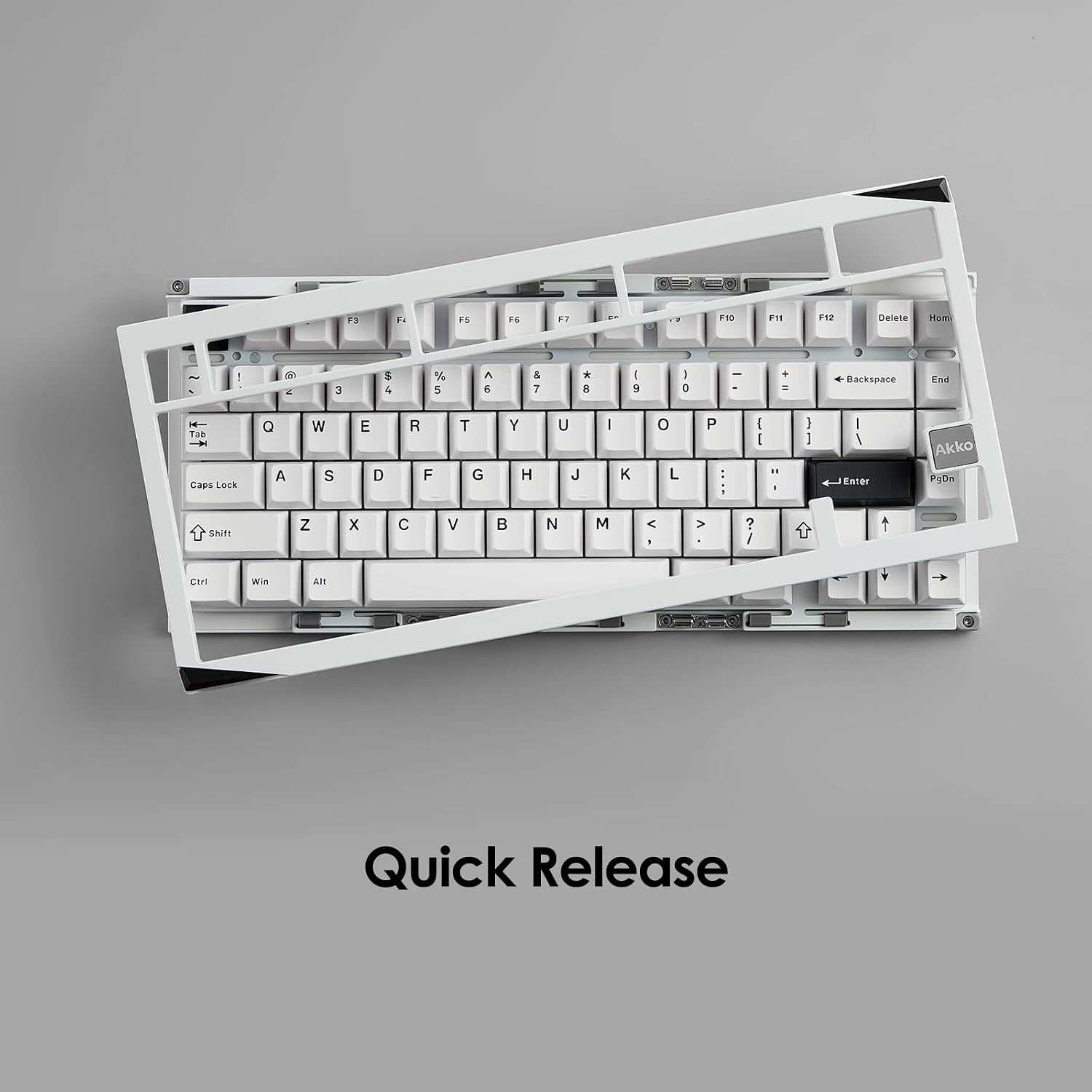 Akko Gem 01 QMK/VIA Aluminum Mechanical Keyboard Tri-Mode RGB Hot-swappable Wireless Gaming Keyboard, Black on White, Pre-lubed Mirror Switch