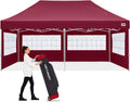 ABCCANOPY Outdoor Winter Gazebo 8x16, Premium Instant Pop Up Canopy Tent with Elegant Church Window,Snow and Rain Protection, Bonus Wheeled Bag,Burgundy
