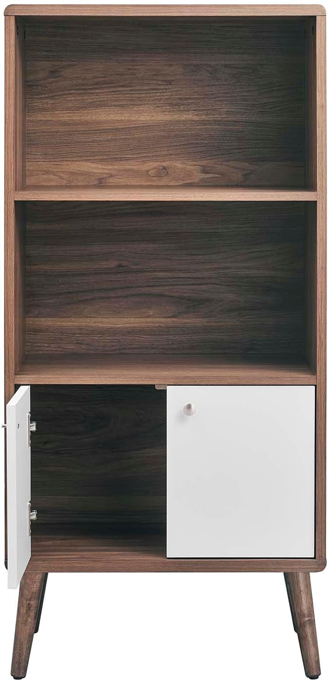 Modway EEI-6230-WAL-WHI Transmit Display Cabinet Bookshelf, Walnut White