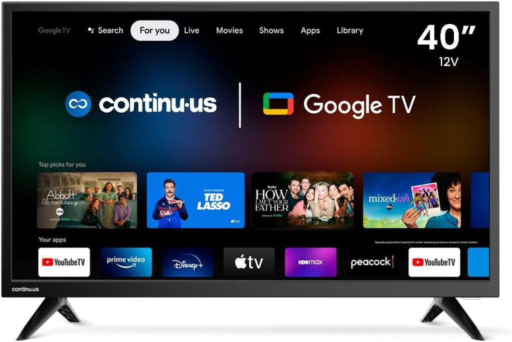 continuus 40' 12V RV Smart TV with Chromecast and Free Streaming Apps – 1080p HD – CT-40TS10
