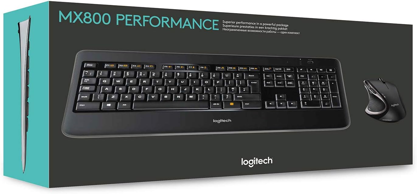 Logitech Wireless Performance Combo MX800, Backlit Keyboard, Wireless USB Mouse for PC