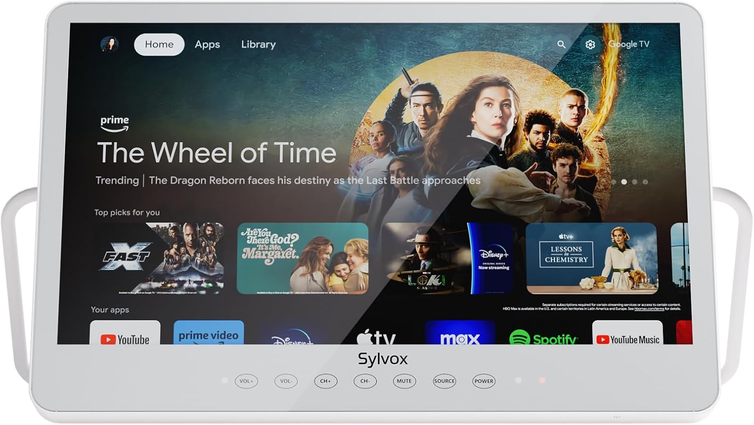 SYLVOX Waterproof Portable TV, 15.6' Shower TV 1080P Smart TVs for Bathroom, 10000mAh Rechargeable Battery Operated (4-6H Play Time), IP66 Waterproof, Voice Assistant, 360° Rotating Kickstand
