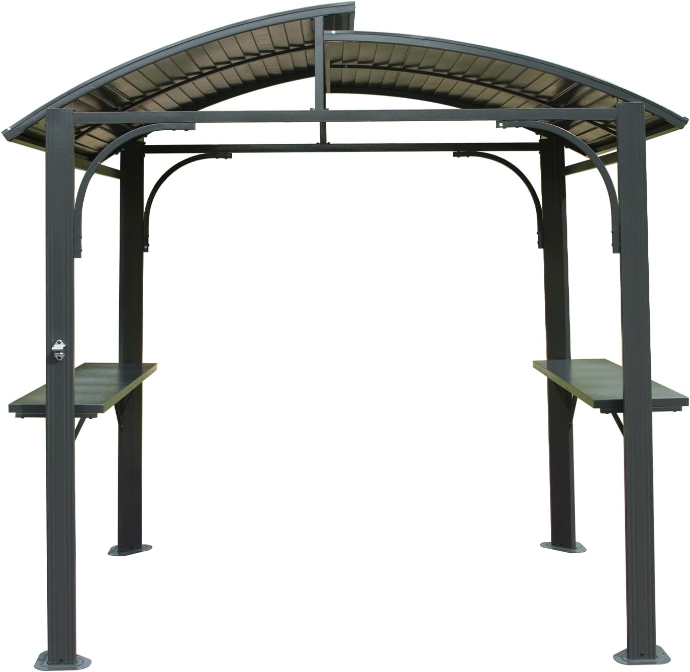 8x5FT Arc Roof, Grill Canopy for Outdoor Grill w,Double Galvanized Steel Roof and 2 Side Shelves, BBQ Gazebo Grill Tent for Patio GBackyard, Grey