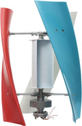100W Vertical Axis Wind Turbine Generator, Permanent Magnet Generator with Intelligent Controller, Low Noise Helical Design Windmill for Home, Boats, Street Lighting (12V,100W, Blue+White+Red)