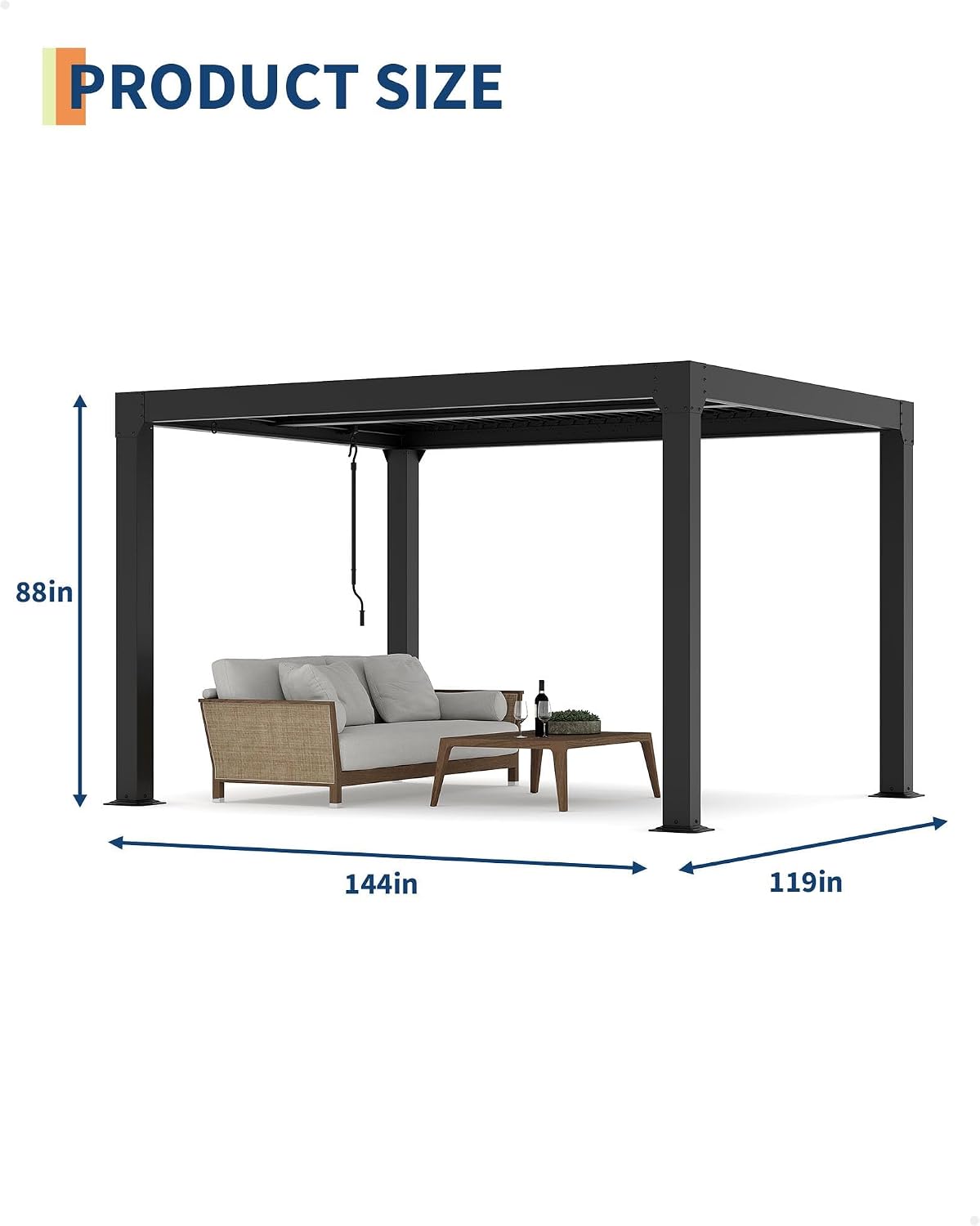 Louvered Pergola 10Ft x 10Ft - Adjustable Aluminum Hardtop Gazebo with Integrated Drainage, Waterproof Outdoor Patio Cover for Deck, Backyard