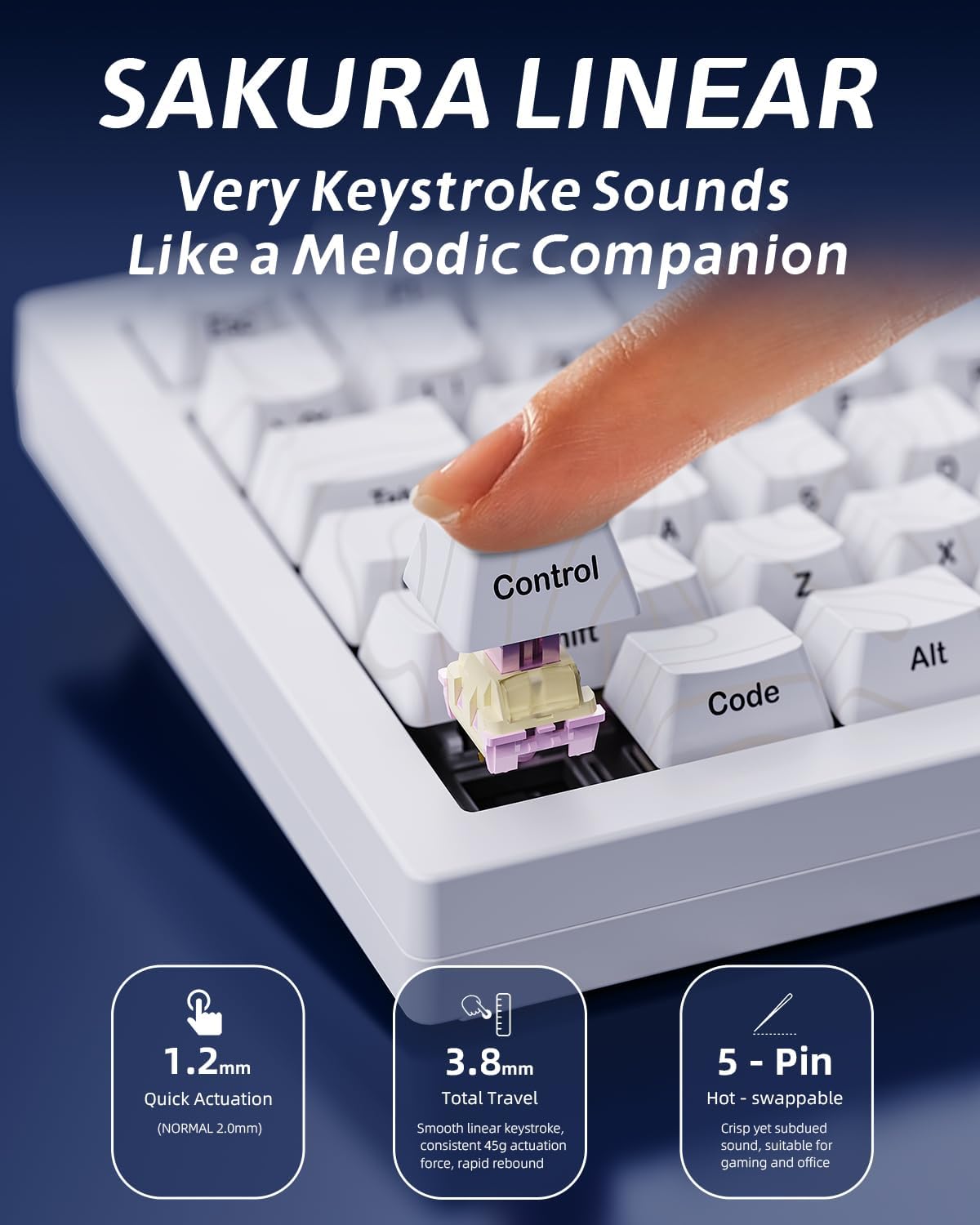 ZORNHER ZH870 Wireless Gaming Mechanical Keyboard,80% White Custom Creamy Sound Keyboard with Lighted Up White Topographic Keycaps,Creamy Sounding Linear Switches,Hot-Swappable,RGB Backlit