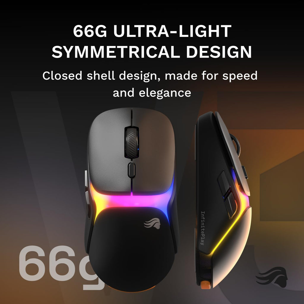 GLORIOUS Gaming Model O3 Wireless Gaming Mouse - InfinitePlay Swappable Battery, 130H Battery Life, 8k Polling, 130M Optical Switches, Ultralight 66g, 30K DPI Optical Sensor, RGB - Black