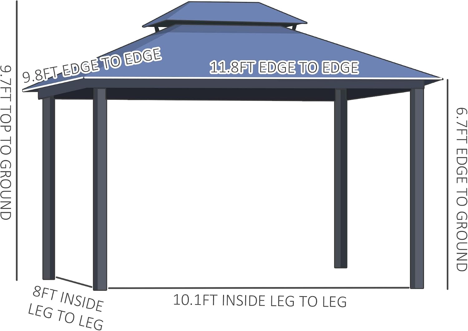 Outsunny 10' x 12' Hardtop Gazebo Canopy with Polycarbonate Roof, Aluminum Frame, Permanent Pavilion Outdoor Gazebo with Netting, for Patio, Garden, Backyard, Deck, Lawn, Light Gray