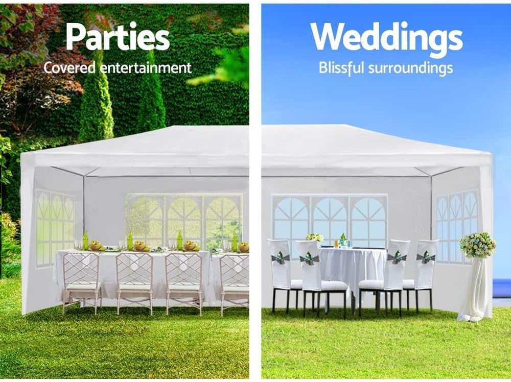 10X30 FT Pop Up Canopy Tent, Outdoor Event Gazebo with 8 Removable Sidewalls, Wind-Resistant Frame & Easy Setup for Receptions, Party, Wedding, Corporate Events, White