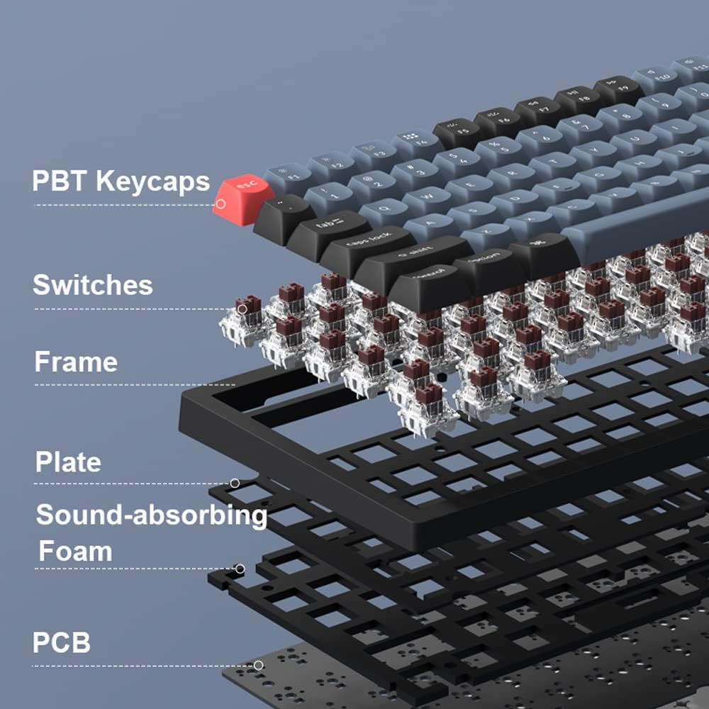Keychron K10 Pro QMK/VIA Custom Wireless Mechanical Keyboard, Hot-Swappable Full Size 108 Keys Programmable RGB LED Backlit Red Switch, Bluetooth/USB-C Wired Gaming Keyboard for Mac Windows Linux