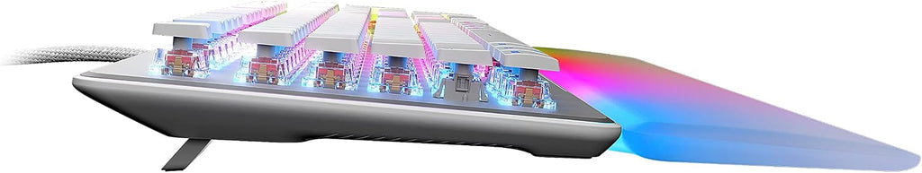 ROCCAT Vulcan II Max – Optical-Mechanical PC Gaming Keyboard with Customizable RGB Illuminated Keys and Palm Rest, Titan II Smooth Linear Switches, Aluminum Plate, 100M Keystroke Durability – White