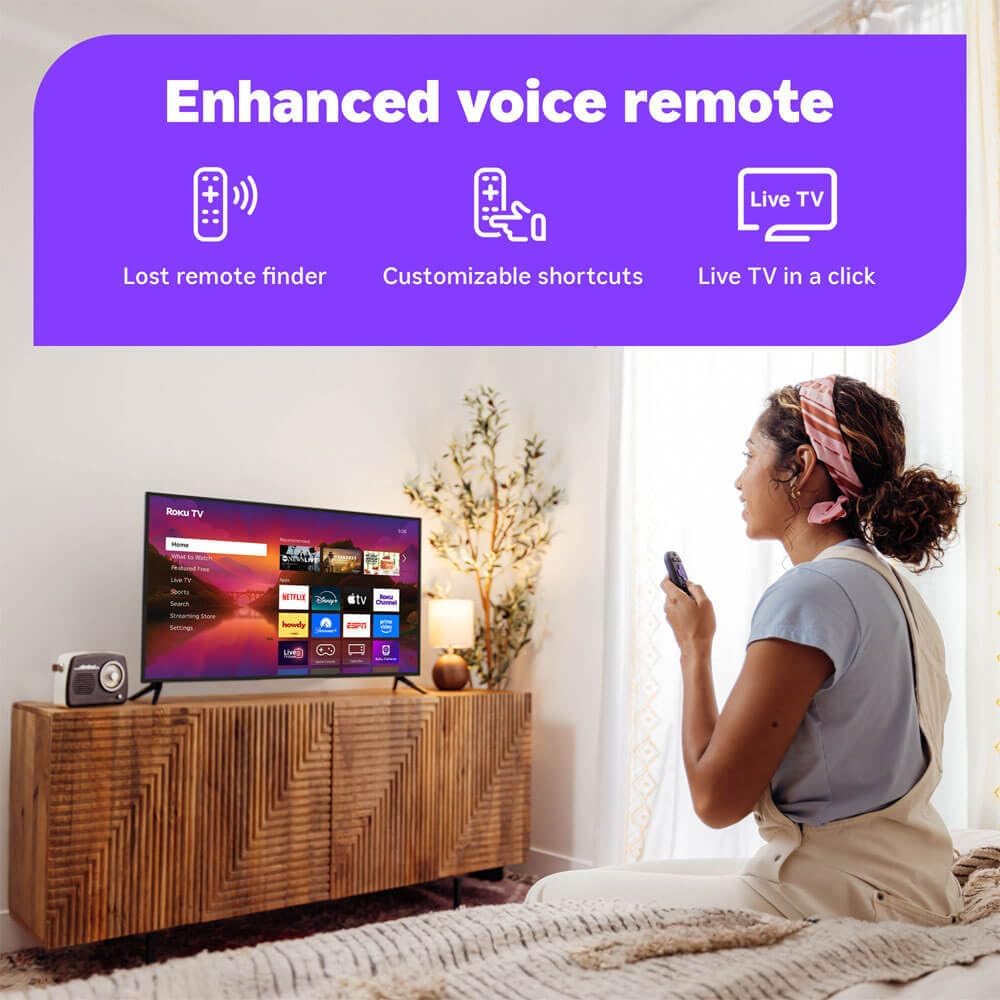 Roku 55-Inch Plus Series 4K QLED Mini-LED Smart TV, Dolby Vision & Atmos, HDR Plus, Bluetooth, Wi-Fi, 60Hz, Voice Control, Streaming Bundle with UAX HDMI Cable & 12-Month CPS Protection Plan