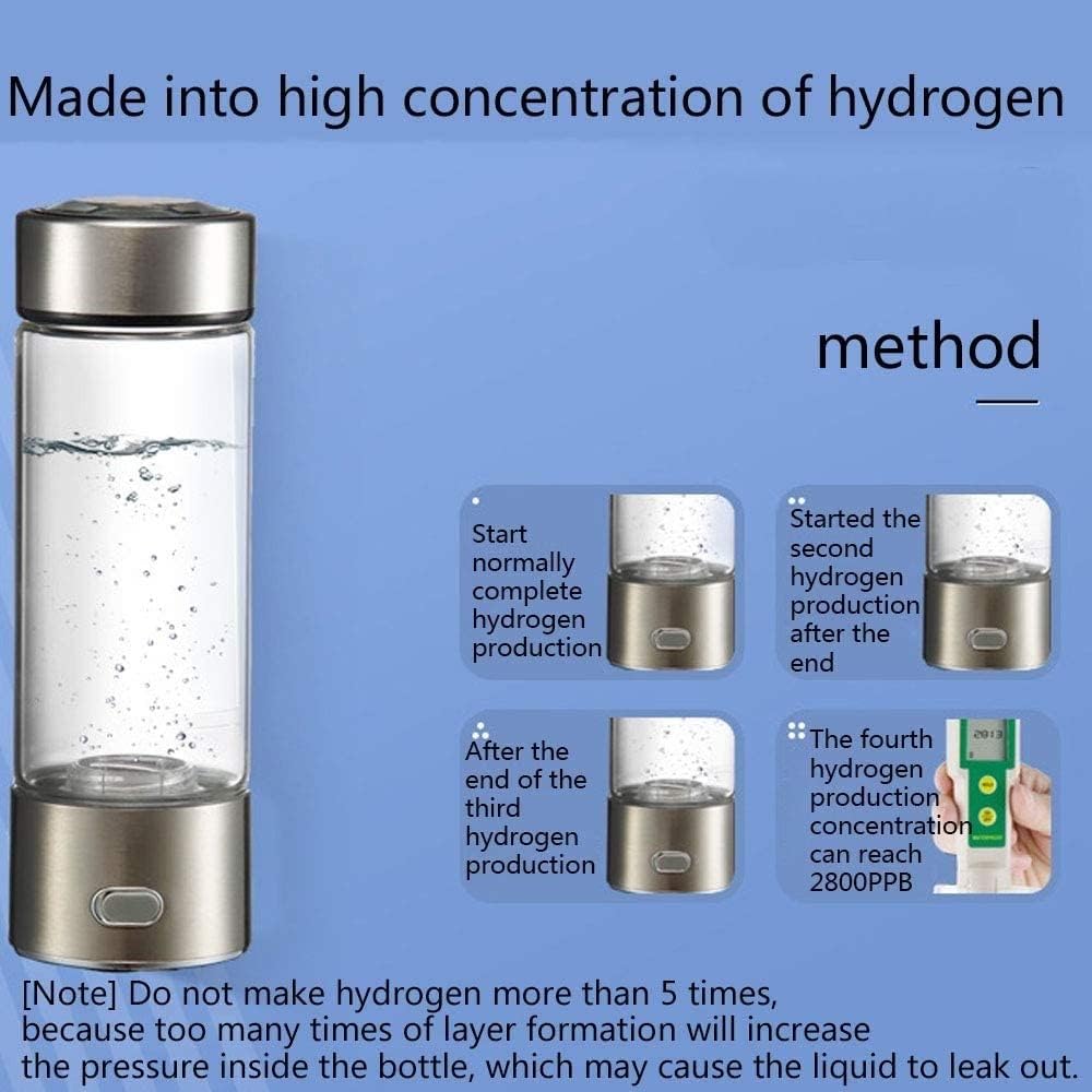 350Ml Hydrogen Water Bottle Generator Hydrogen Water SPE Technology Generate Hydrogen Rich Water Without Chlorine Ozone Residue Anti Aging Antioxidant Glass Bottle