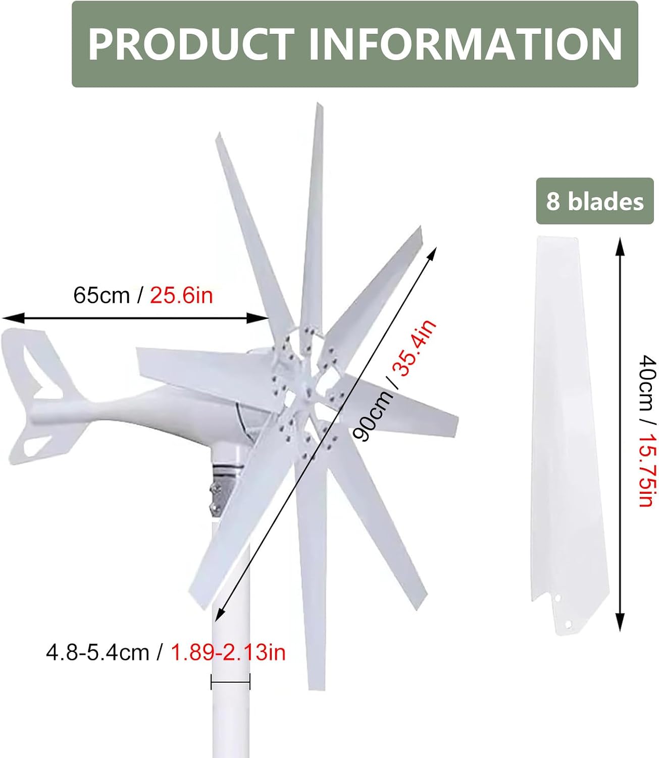 Wind Turbine Generator Kit, 14000W, 12V/24V/48V/110V/220V with 8 Blade, with MPPT Controller, Wind Power Generator for Marine, RV, Home, Windmill Generator Suit for Hybrid Solar Wind System,24V