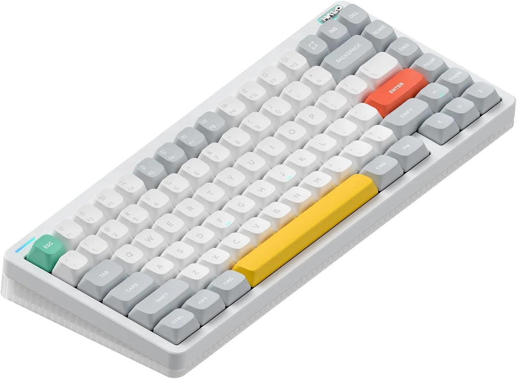 nuphy Halo75 V2 Mechancial Gaming Kyeboard,75% Wireless Hot Swappable Bluetooth Keyboard,83 Kyes RGB Backlit Keyboard,Support Bluetooth/2.4GHz/USB-C (White, Lemon (55gf))