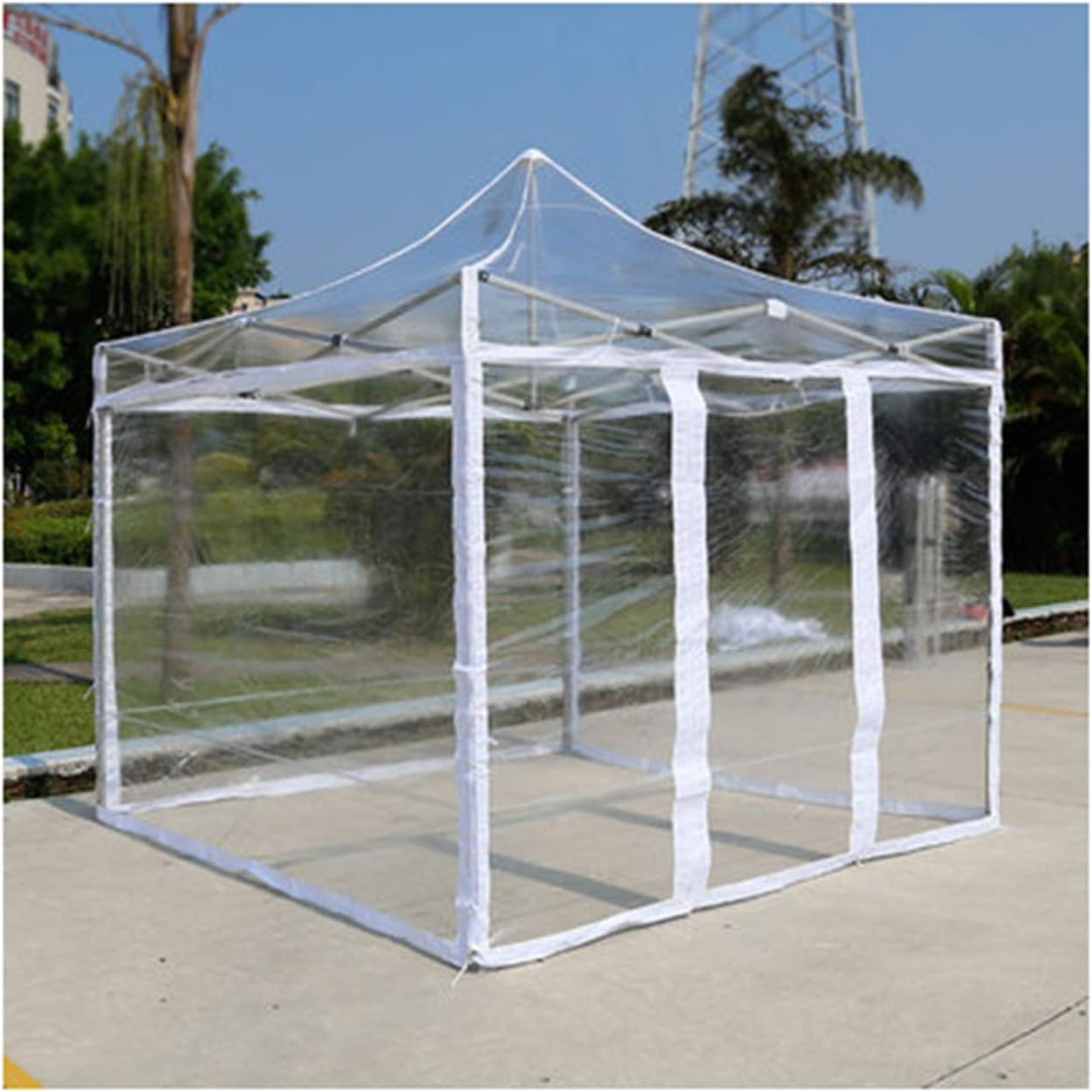 GDMING Transparent Pop-up Gazebo, Waterproof Heavy Duty Canopy Tent, PVC Coated Garden Awning for Outdoor Patio Cover, 4 Sizes (Color : Clear, Size : 2x2m)