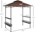 GOWE 2-Tier Outdoor BBQ Gazebo,BBQ Grill Gazebo,with 2 Side Shelves,Storage Baskets,Ceiling Hook