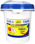 Robelle 25-Pounds Premium 5-In-1 Multi-Purpose Tabs, Chlorine Tablets 3 Inch, Sanitizer, Clarifier, Stain Inhibitor, Algae Control, Descaler, Sunlight Protector All In One, Made In USA