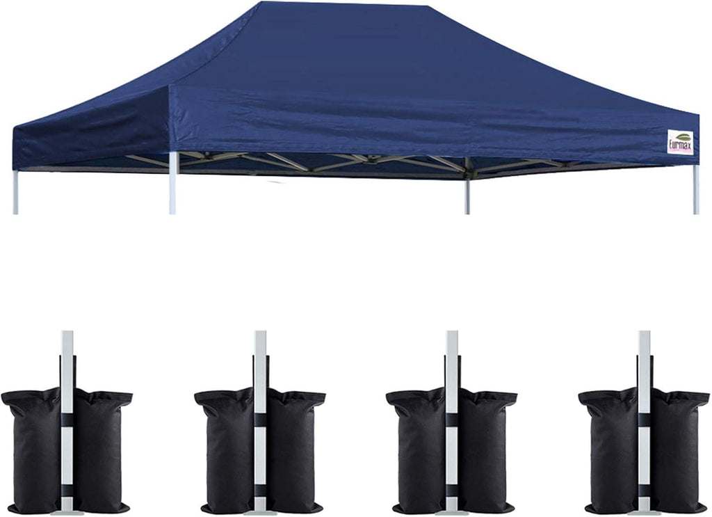 Eurmax USA 10x15 Pop Up Canopy Replacement Top,Universal Instant Canopy Cover ONLY,Heavy Duty UPF 50+ UV Protection,Water & Wind Resistant Tarp,30+ Colors Available,Bonus 4 Sand Bags (Navy Blue)