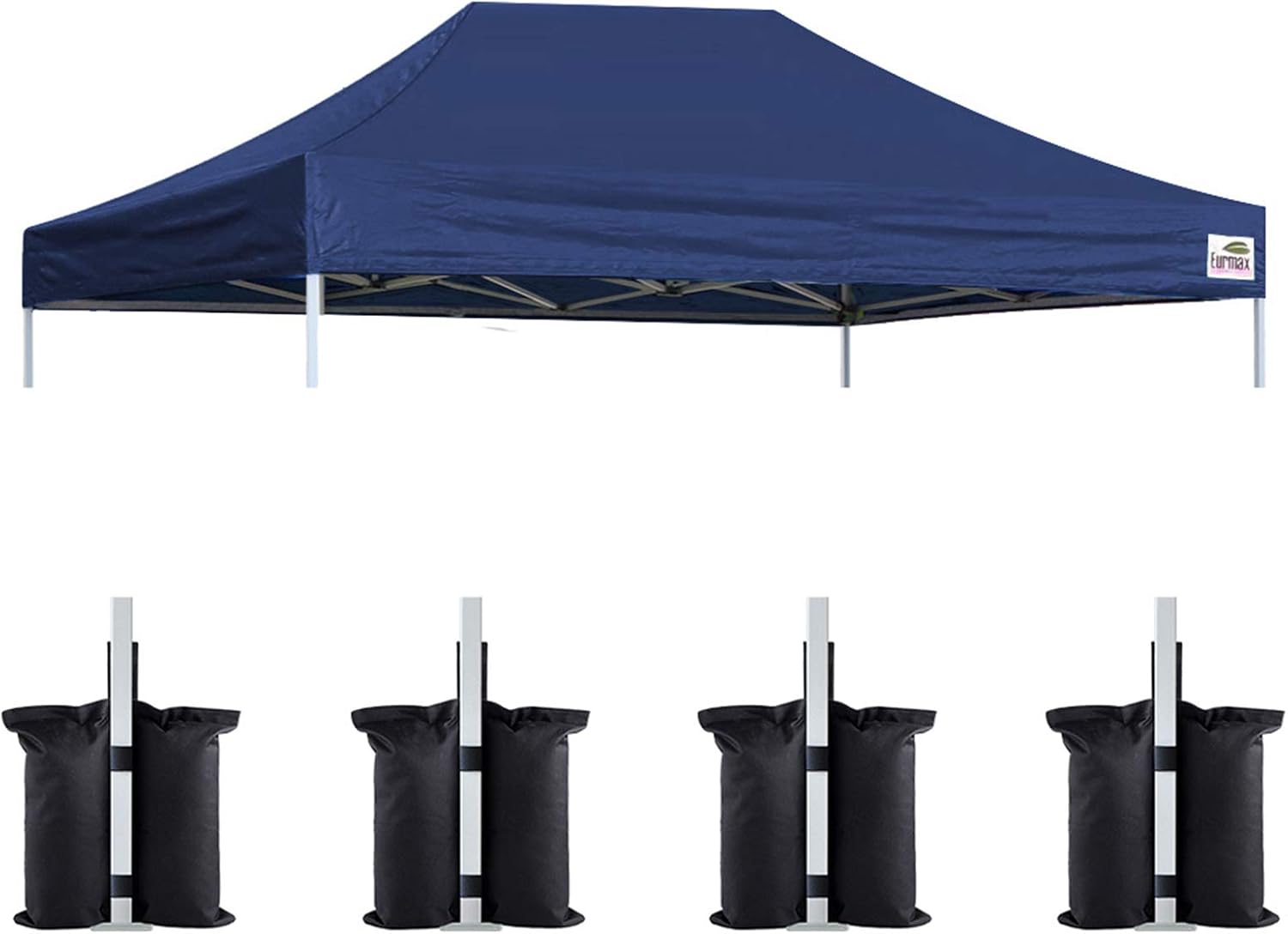 Eurmax USA 10x15 Pop Up Canopy Replacement Top,Universal Instant Canopy Cover ONLY,Heavy Duty UPF 50+ UV Protection,Water & Wind Resistant Tarp,30+ Colors Available,Bonus 4 Sand Bags (Navy Blue)