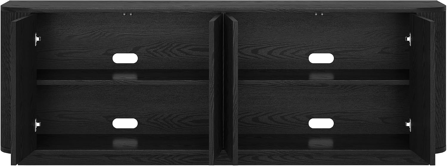 Henn&Hart Fluted TV Stand for TVs up to 75' with 2 Storage Cabinets with an Adjustable Shelf for Living Room, Family Room, or Office, Natural Black