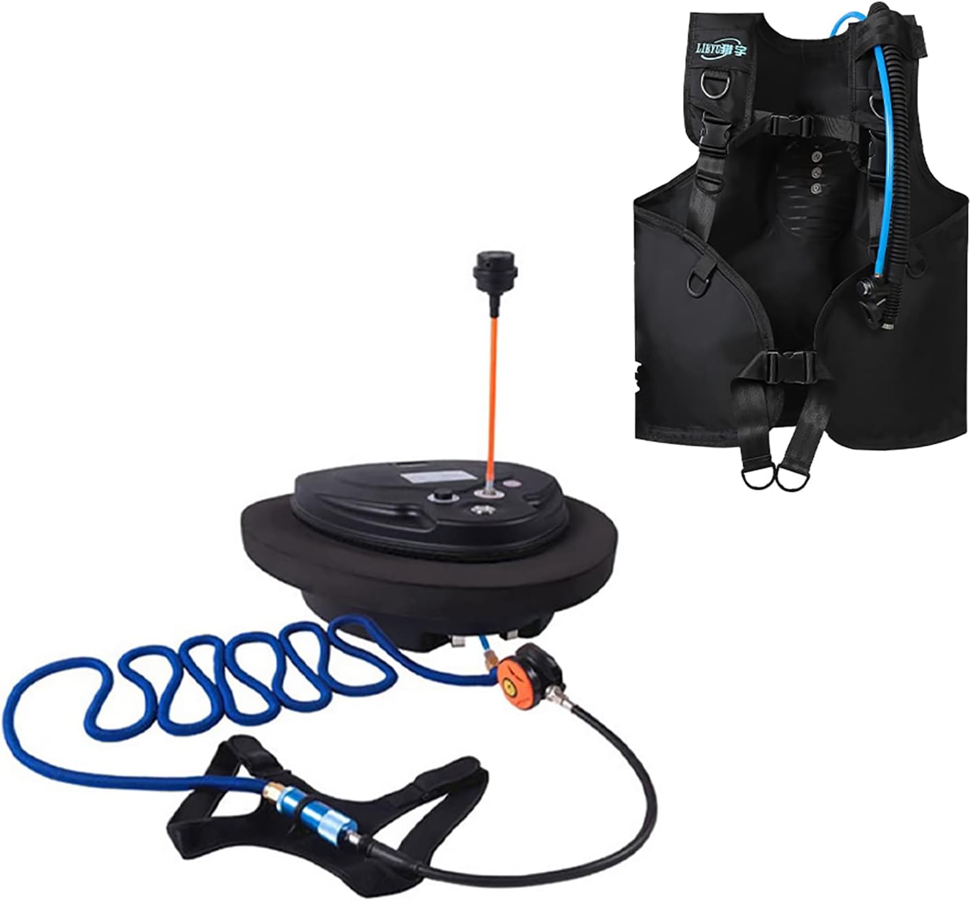 TUXING Diving Ventilator,Diving Without Tanks with Scuba BCD, Waterproof Portable Rechargeable Scuba Diving Tank,45 ft Hose & Scuba Breathing Regulator,Octopus Hookah with Mouthpiece