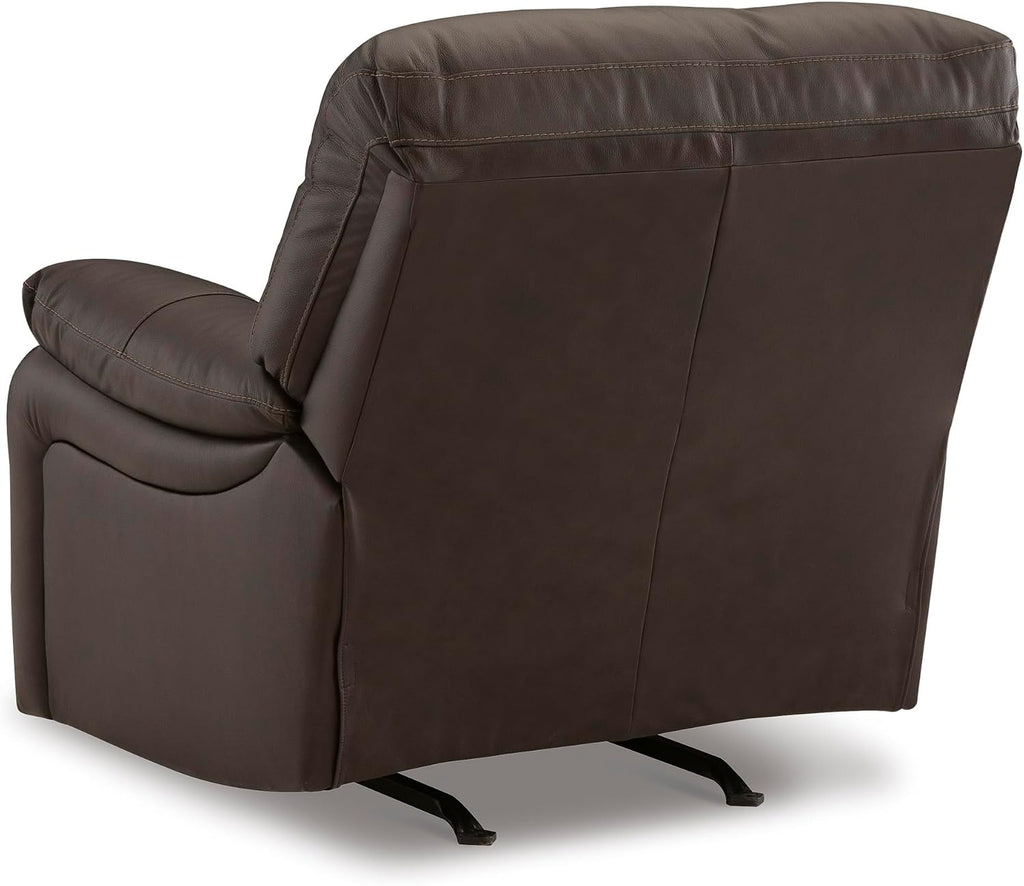 Signature Design by Ashley Leesworth Contemporary Leather Match Power Rocker Recliner with USB Ports, Dark Brown