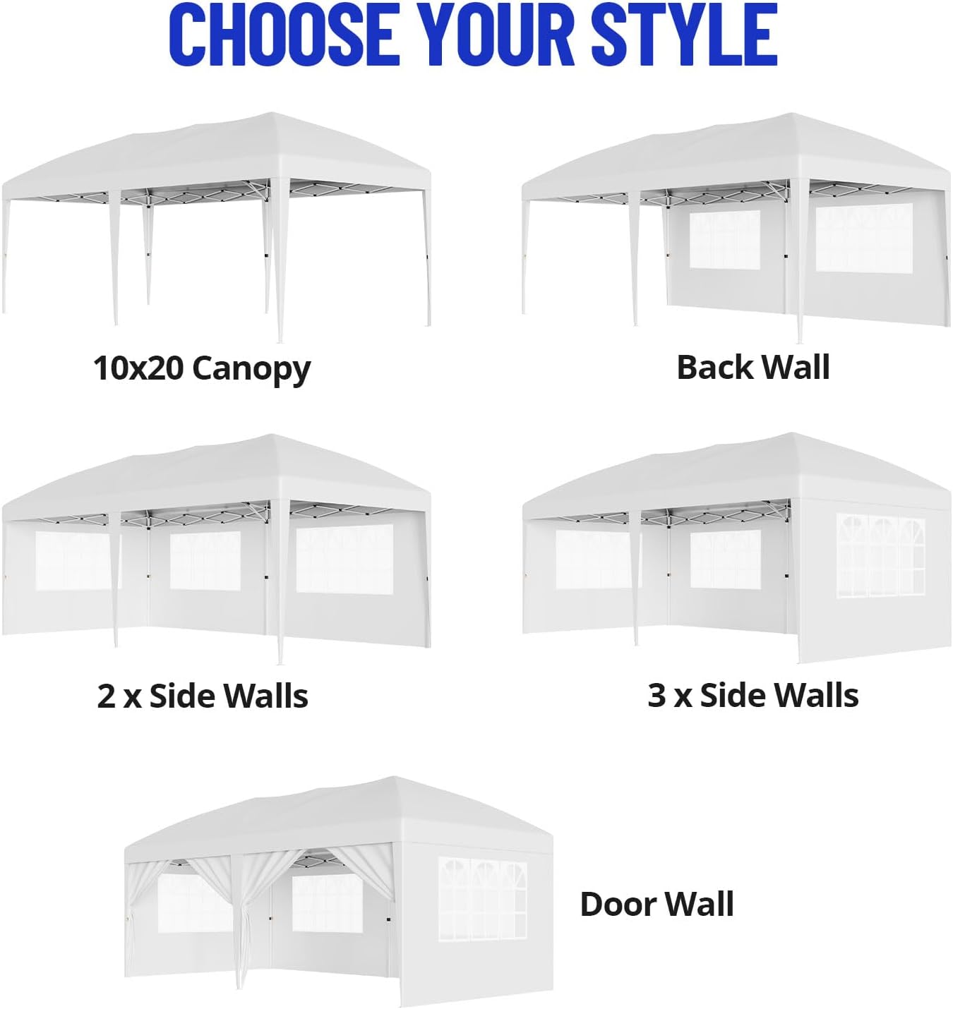 10x20 Pop Up Canopy Heavy Duty Commercial Instant Canopy Tent with 6 Sidewalls All Weather Waterproof Outdoor Wedding Party Tents for Parties Easy Set Up Canopy Gazebo for Backyard, Patio, Garden