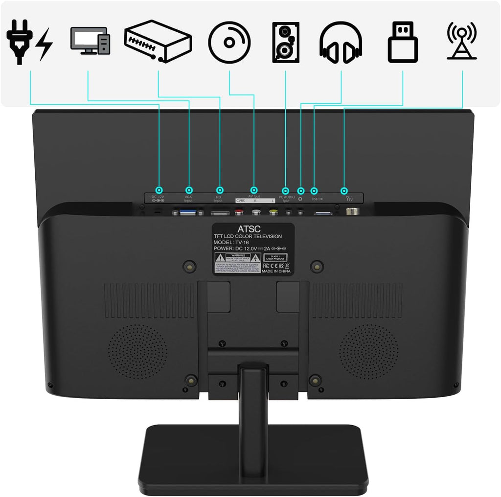 othoig 15.6 inch Small TV,Flat FHD IPS 1080P Screen TV with Antenna and Digital ATSC Tuner,HDMI/USB/VGA/Port,12 Volt Car Charger Cable/AC Power for Kitchen and Caravan(Non Smart TV)