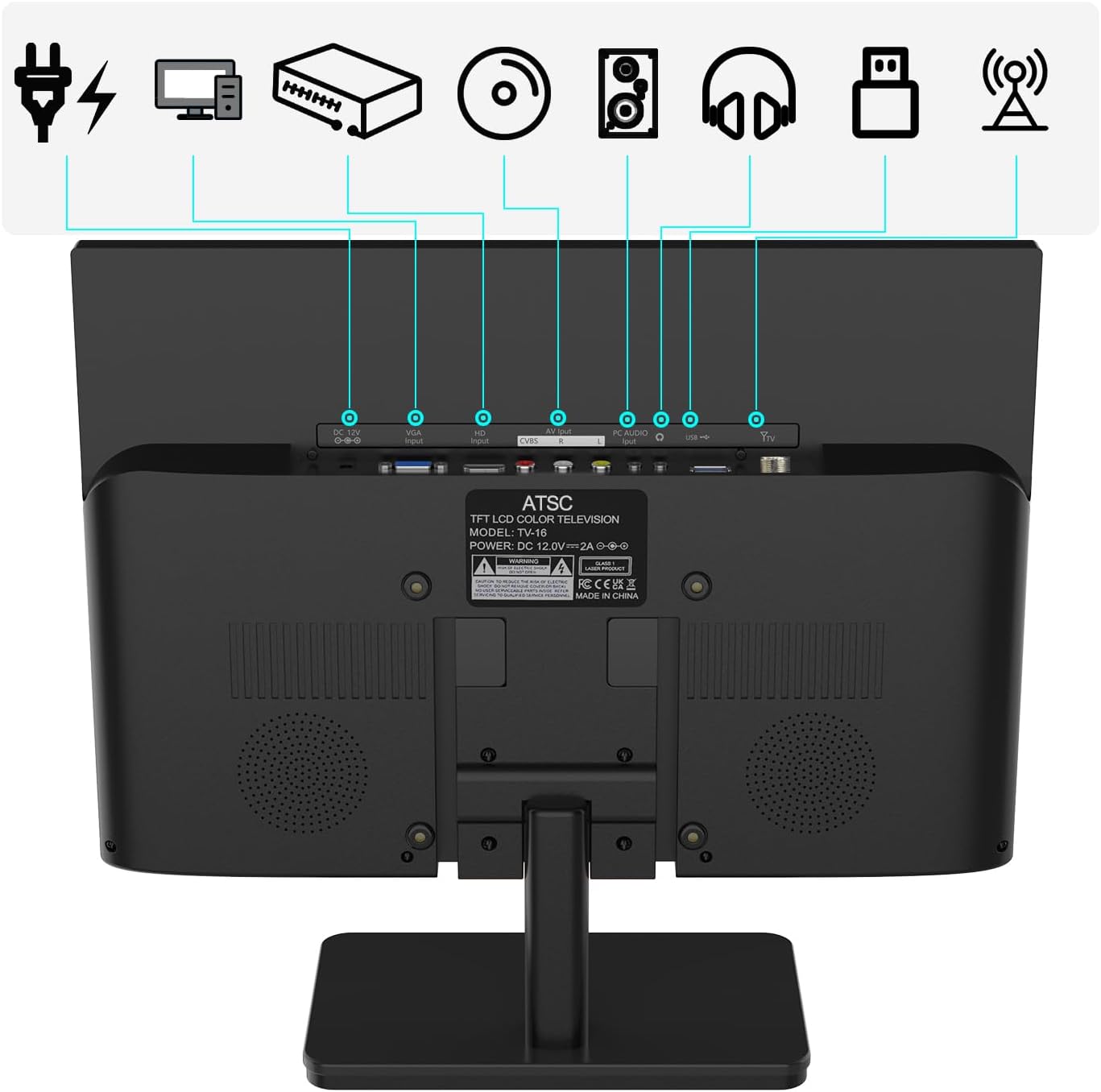 othoig 15.6 inch Small TV,Flat FHD IPS 1080P Screen TV with Antenna and Digital ATSC Tuner,HDMI/USB/VGA/Port,12 Volt Car Charger Cable/AC Power for Kitchen and Caravan(Non Smart TV)