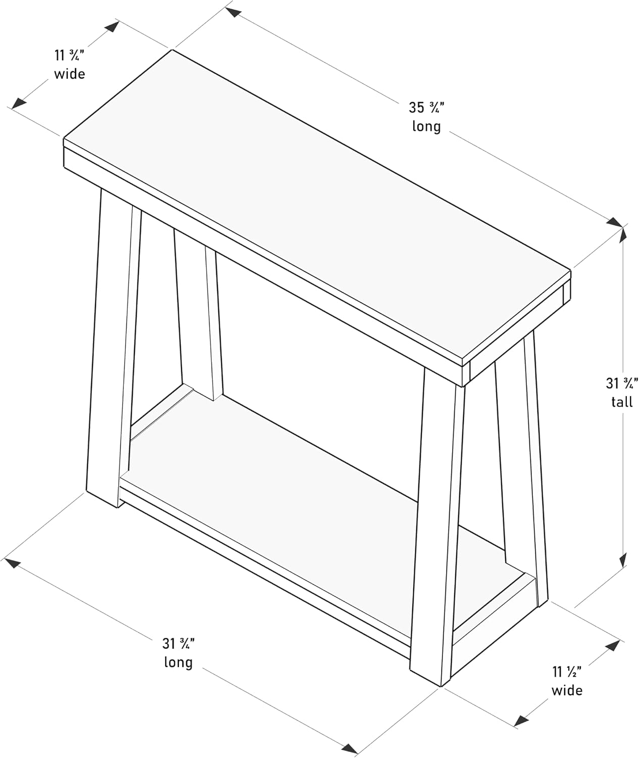 Plank+Beam Solid Wood Console Table with Storage, 36 Inch, Sofa Table with Shelf, Narrow Entryway Table for Hallway, Behind The Couch, Living Room, Foyer, Easy Assembly, Walnut