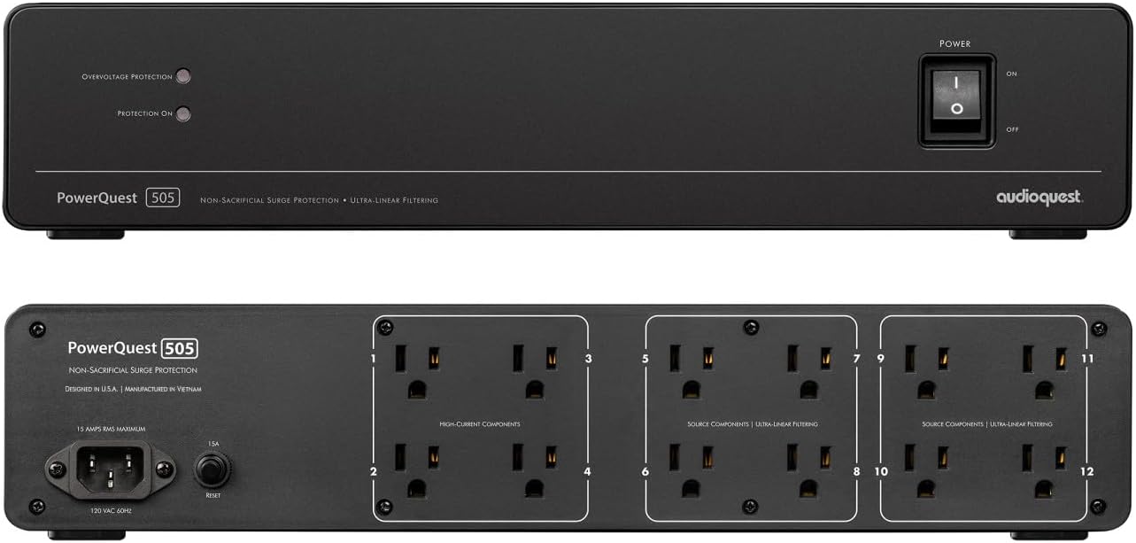 Samsung QN50Q8FAAFXZA 50 Inch Class QLED Q8F 4K Vision AI Smart TV with an AudioQuest PQ505NA PowerQuest 505 12 Outlet Surge Protector (2025)