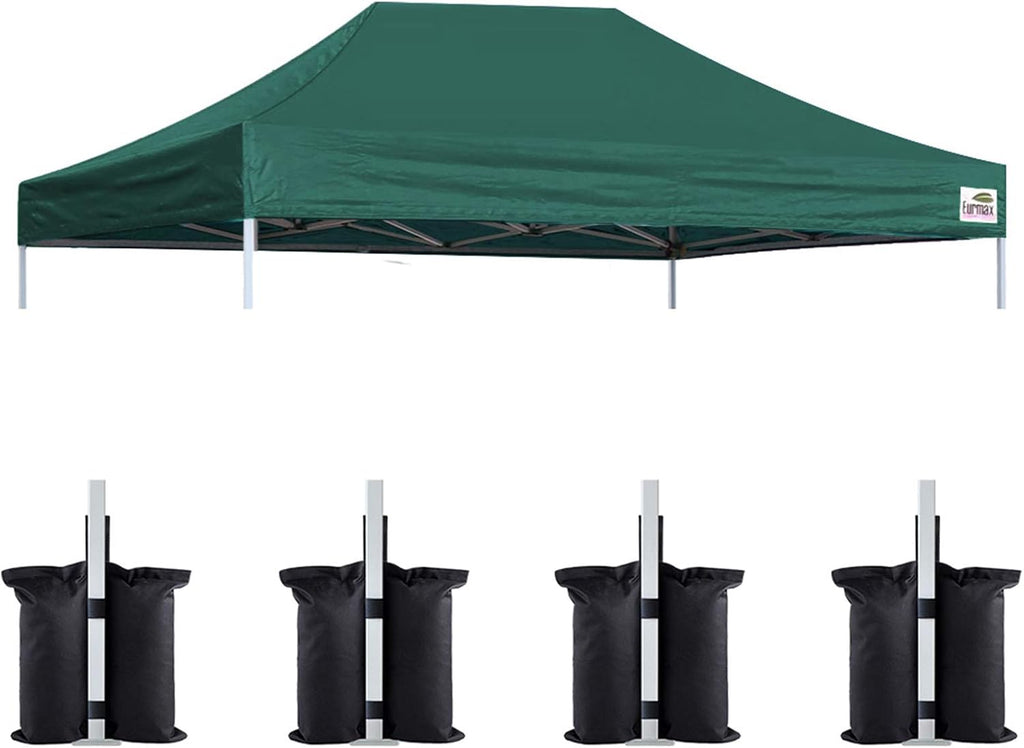 Eurmax USA 10x15 Pop Up Canopy Replacement Top,Universal Instant Canopy Cover ONLY,Heavy Duty UPF 50+ UV Protection,Water & Wind Resistant Tarp,30+ Colors Available,Bonus 4 Sand Bags (Forest Green)