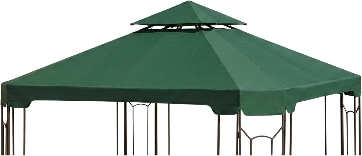 Garden Winds Reinforced RipLock 350 Replacement Canopy Top Cover Compatible with Cottleville 10' x 10' Gazebo Model GFS00744A - Green