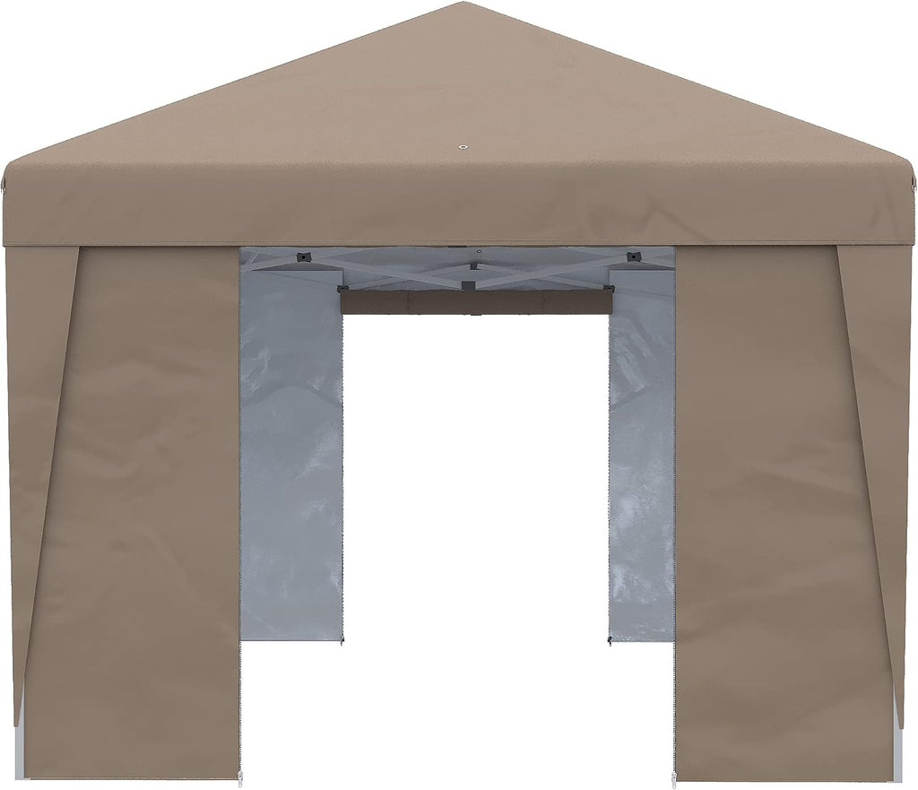 Outsunny 10' x 19.5' Pop Up Canopy with Sidewalls, UPF 30+ Height Adjustable Large Party Tent Event Shelter with Sandbags and Wheeled Carry Bag for Garden, Patio, Brown