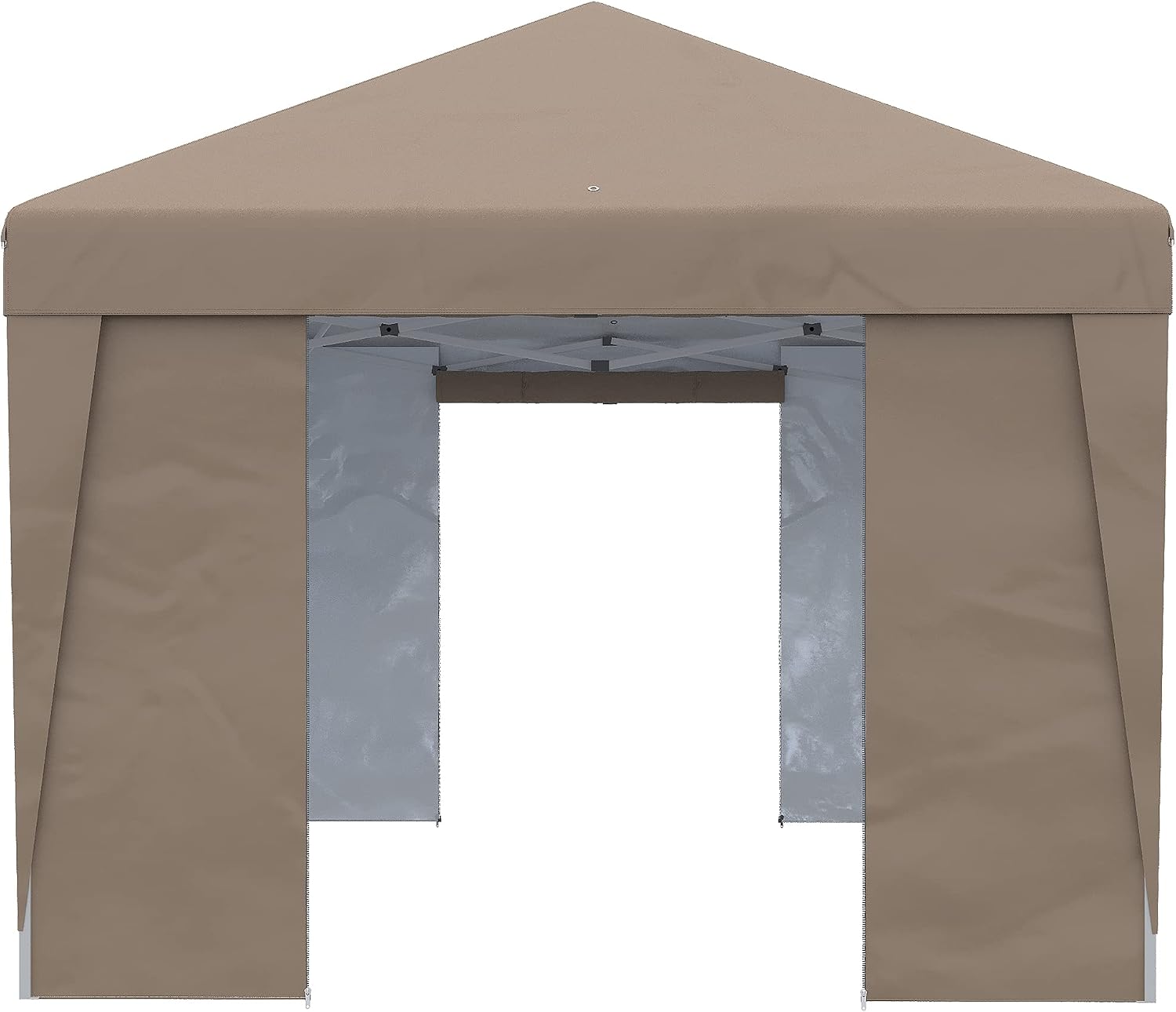 Outsunny 10' x 19.5' Pop Up Canopy with Sidewalls, UPF 30+ Height Adjustable Large Party Tent Event Shelter with Sandbags and Wheeled Carry Bag for Garden, Patio, Brown